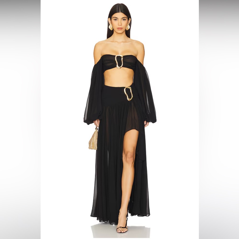 NWOT! Michael Costello x REVOLVE Blair Maxi Skirt in Black - Picture 5 of 9